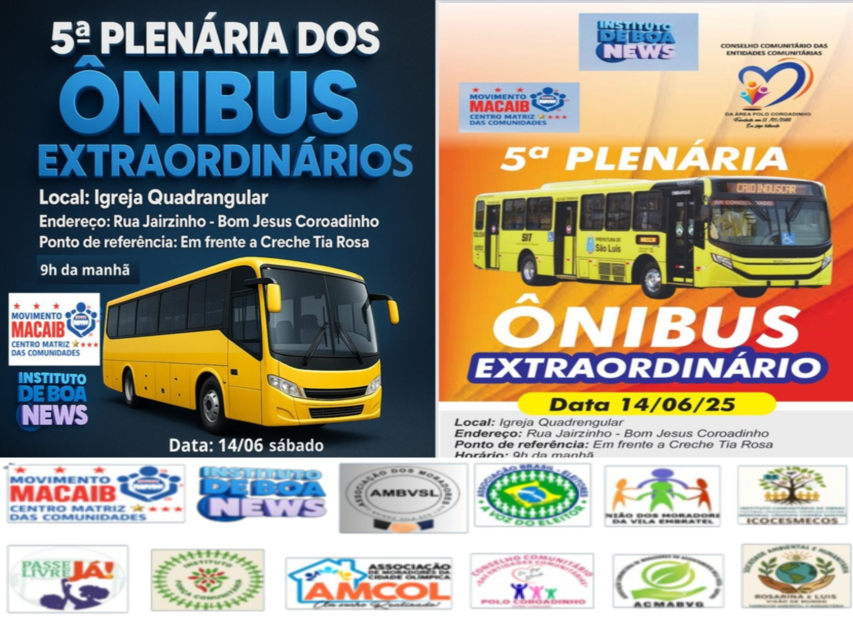COROADINHO RECEBE NESTE SÁBADO(14), A 5ª PLENÁRIA PÚBLICA POPULAR DAS COMUNIDADES!🚍