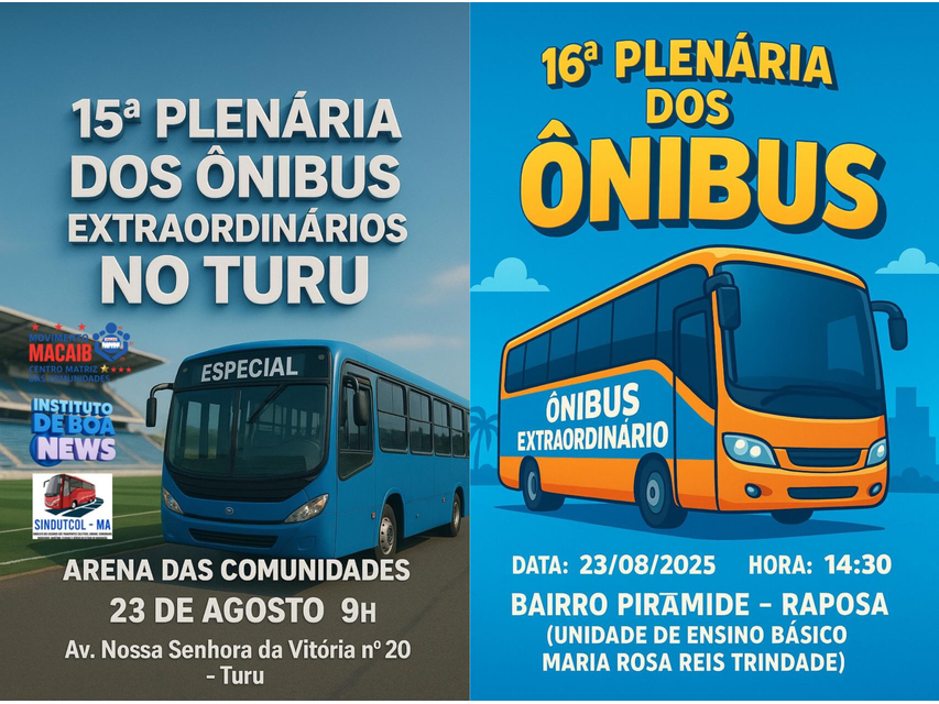 PROJETO DE LEI MACAIB🚍 SERÁ DEBATIDO EM DUAS PLENÁRIAS NESTE SÁBADO(23): TURU E MUNICÍPIO DE RAPOSA