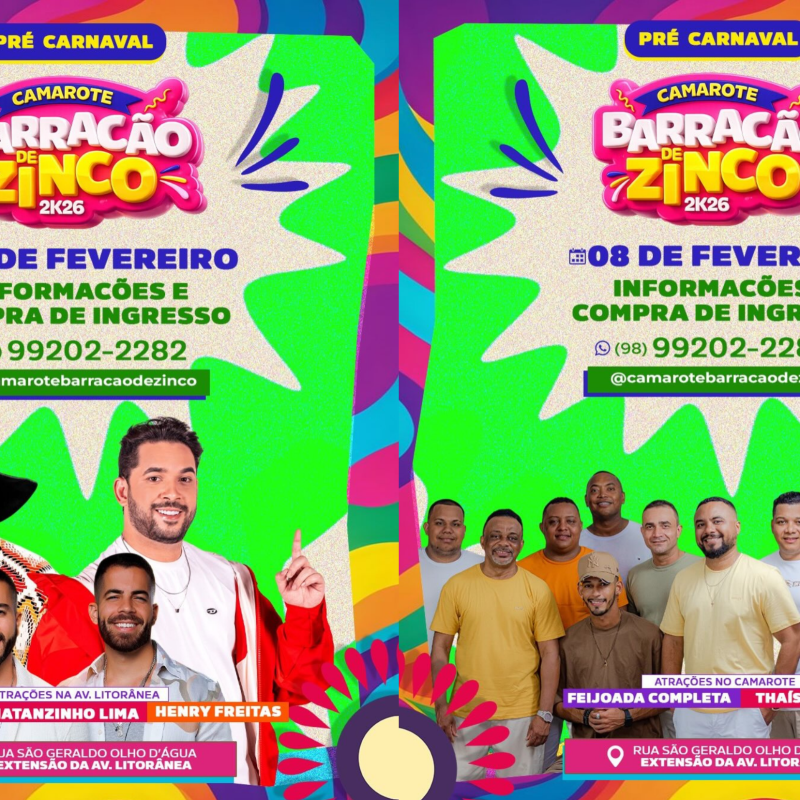 BARRACÃO DE ZINCO CHAMA O PÚBLICO PARA A ÚLTIMA PRÉVIA DO PRÉ-CARNAVAL EM SÃO LUÍS