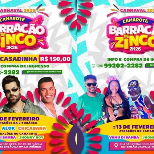 CAMAROTE BARRACÃO DE ZINCO ABRE O CARNAVAL 2026 COM GRANDES ATRAÇÕES NA LITORÂNEA