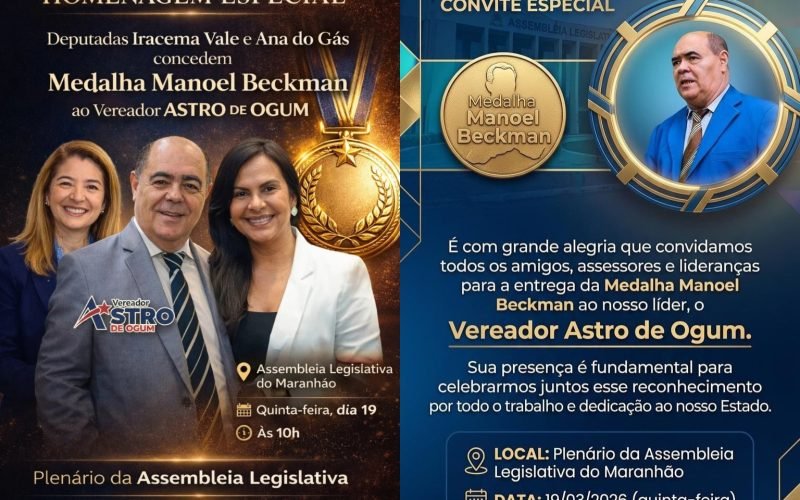 LIDERANÇAS COMUNITÁRIAS SÃO CONVIDADAS PARA MOMENTO HISTÓRICO NA ASSEMBLEIA: ASTRO DE OGUM RECEBERÁ A MEDALHA MANUEL BECKMAN