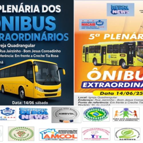 COROADINHO RECEBE NESTE SÁBADO(14), A 5ª PLENÁRIA PÚBLICA POPULAR DAS COMUNIDADES!🚍